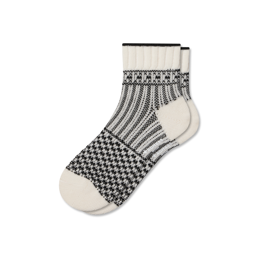 Women's Merino Wool Blend Sweater Quarter Socks - Run Hike Comfort