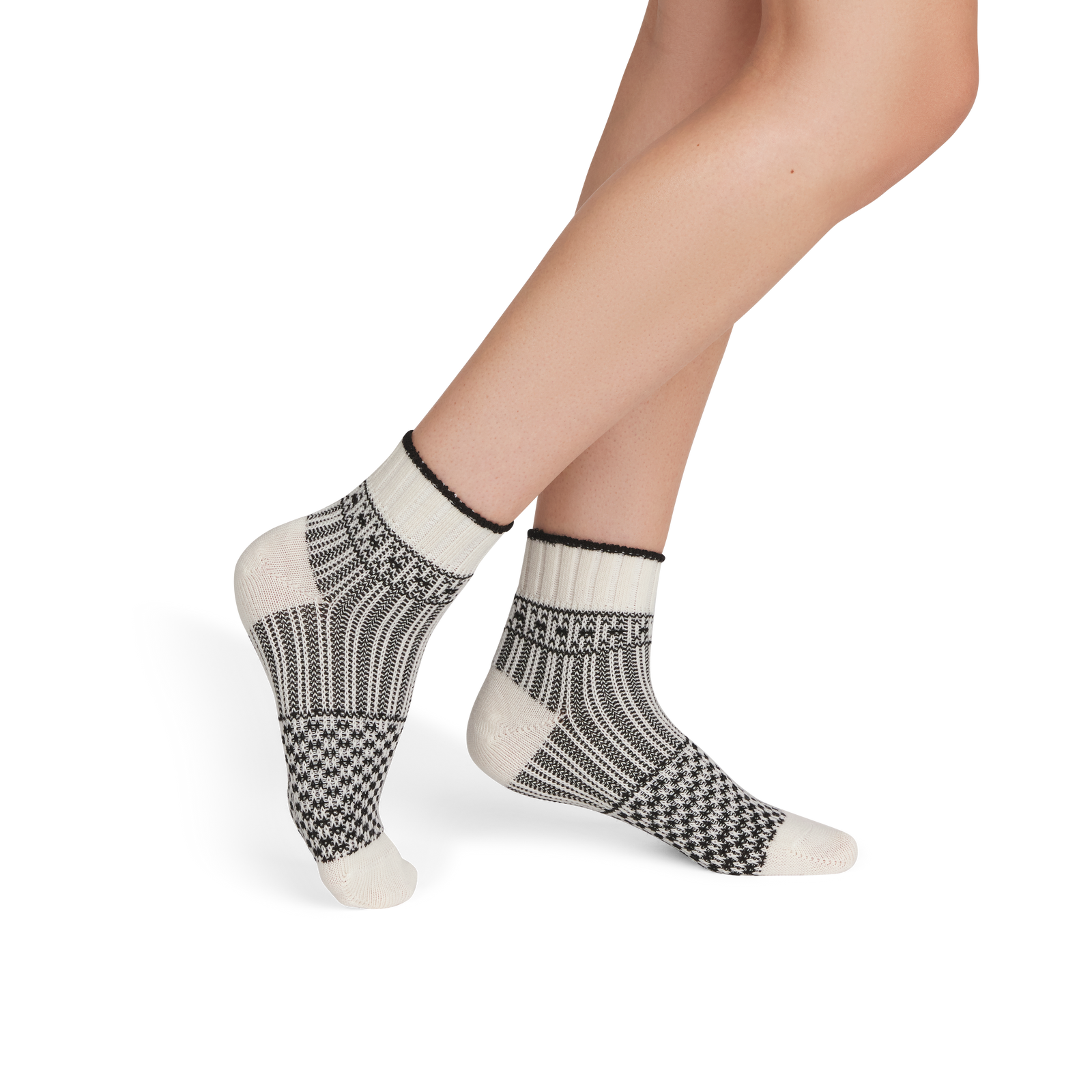Merino Wool Blend Sweater Socks - Black Ivory WO1 [9791]