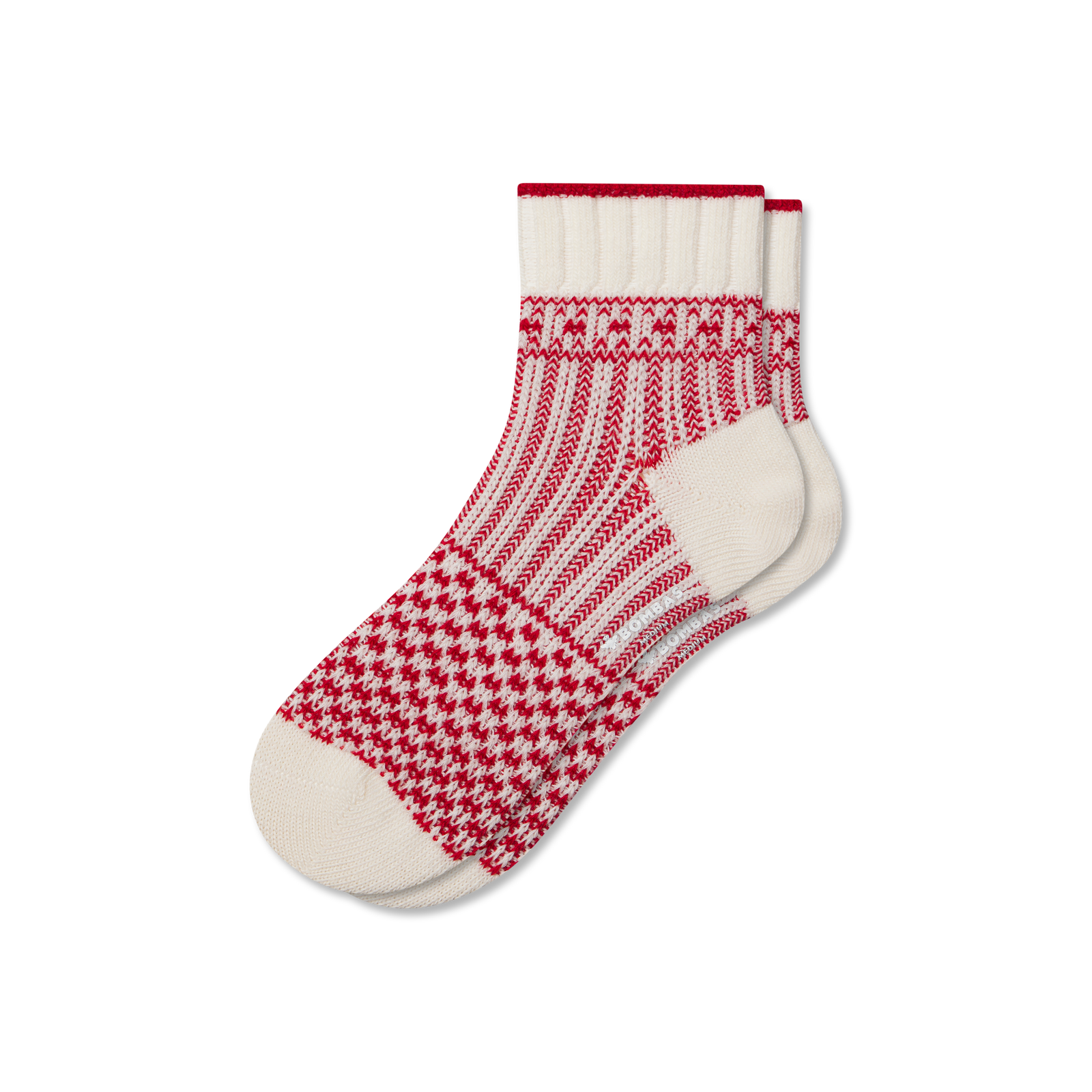 Merino Wool Blend Sweater Socks - Red Ivory L [9791]