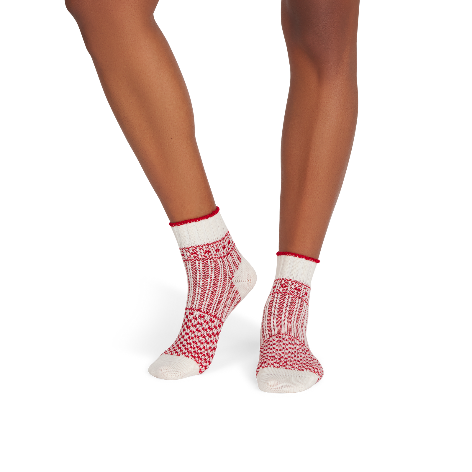 Merino Wool Blend Sweater Socks - Red Ivory WO1 [9791]