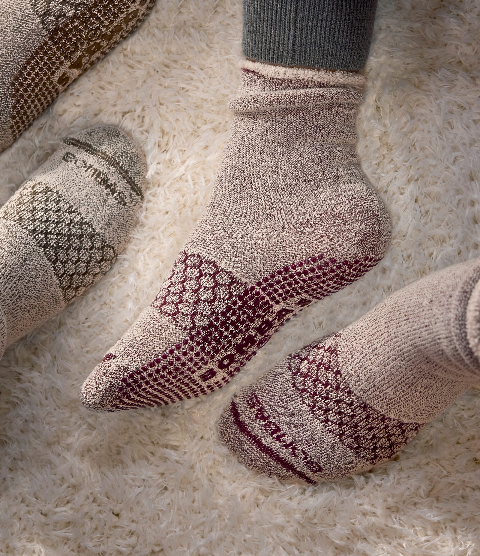 Merino Wool Blend Gripper Sweatshirt Socks - Burgundy [9805][LIFESTYLE]