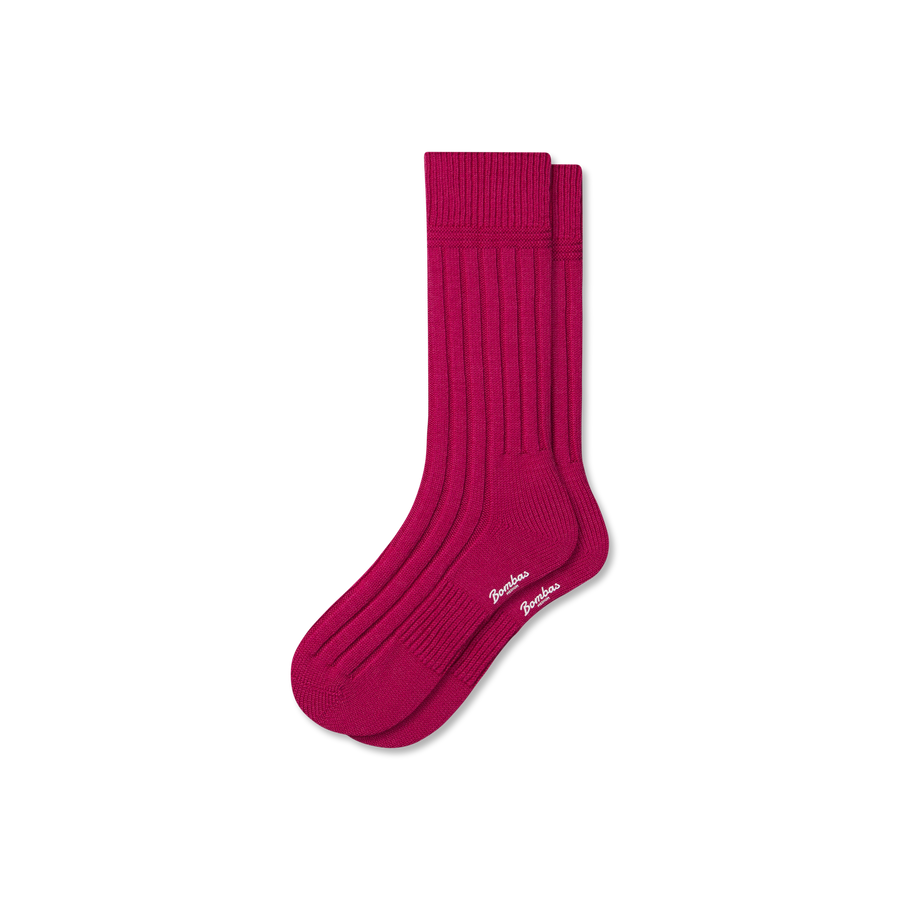 Women's Merino Cashmere Blend Rib Calf Socks - Run No Show Step