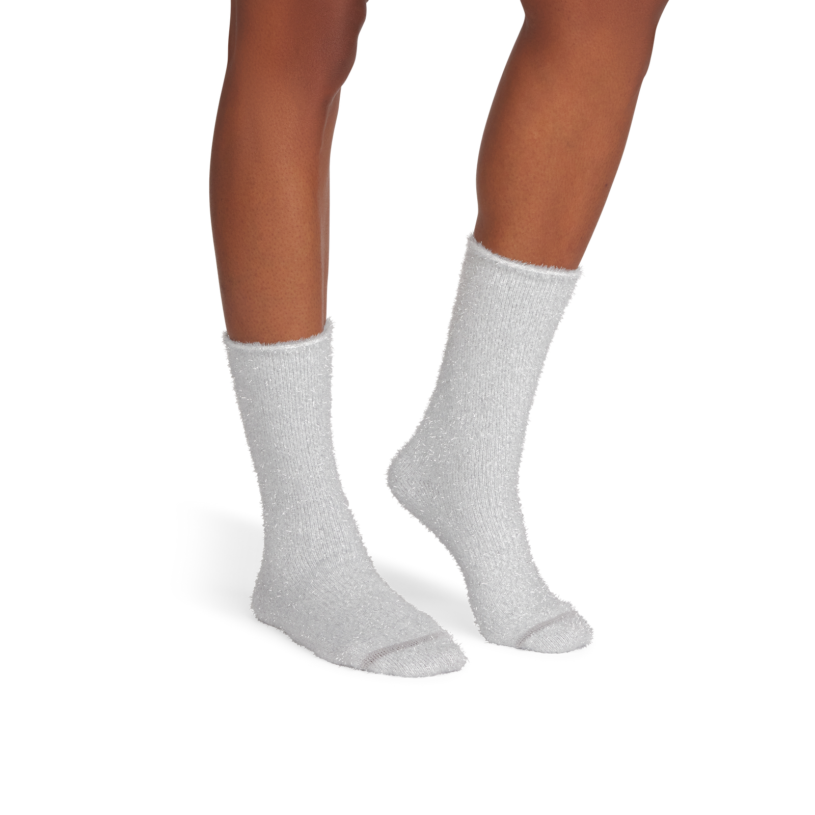 Women's Fuzzy Socks - Silver Sparkle WO1 [9849]