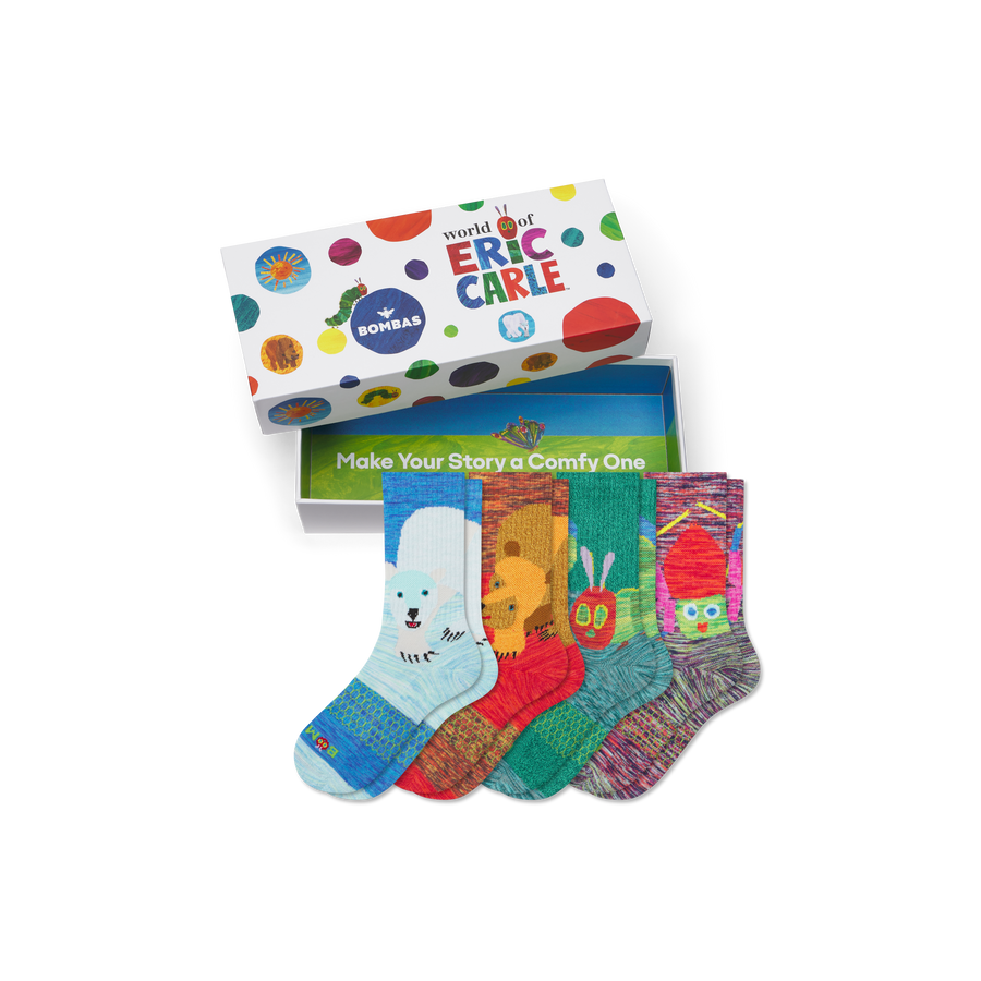 Youth Eric Carle Calf Sock 4-Pack Gift Box - Simple Carry Storage