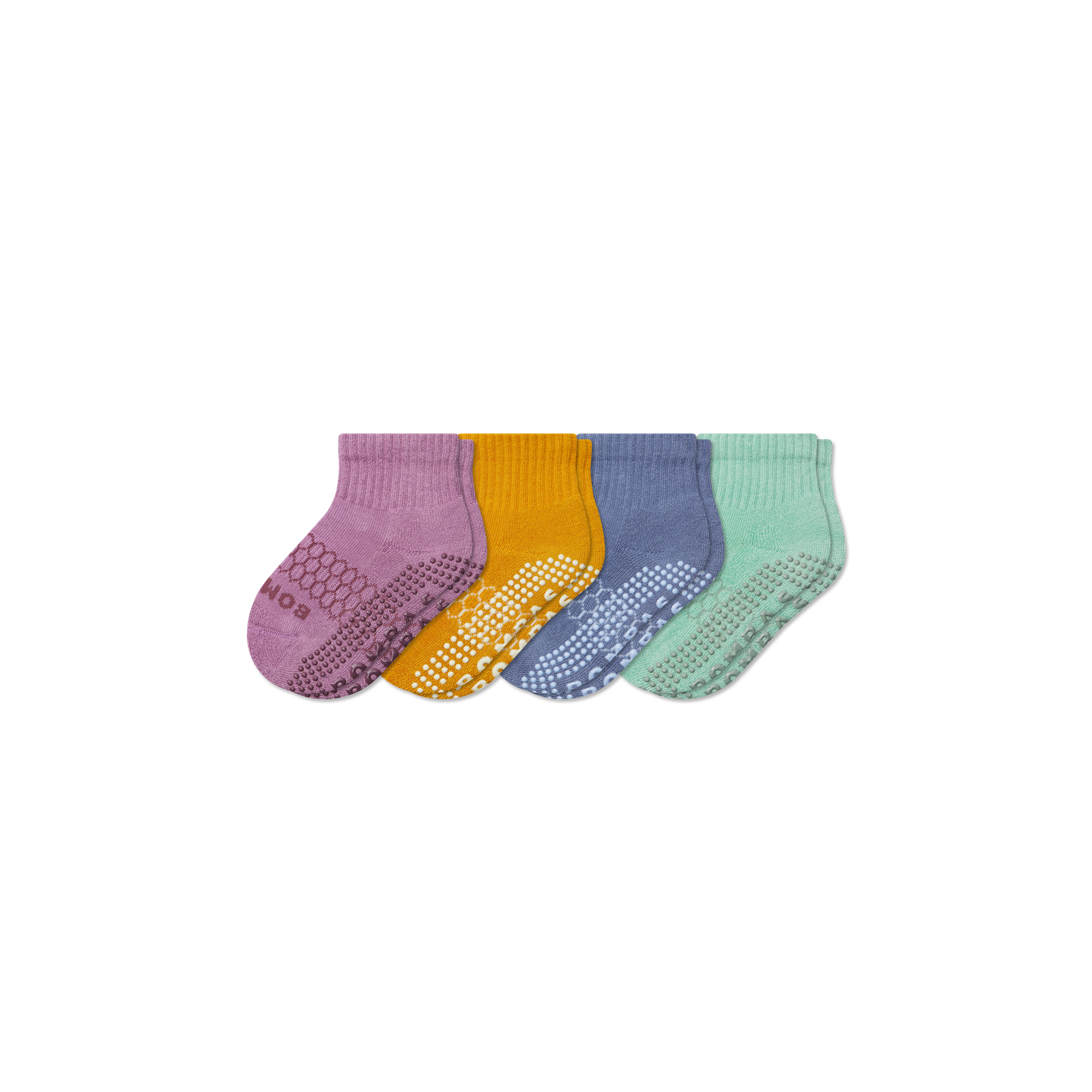 Toddler Gripper Calf Sock 4-pack - blue mauve mix L [9885]