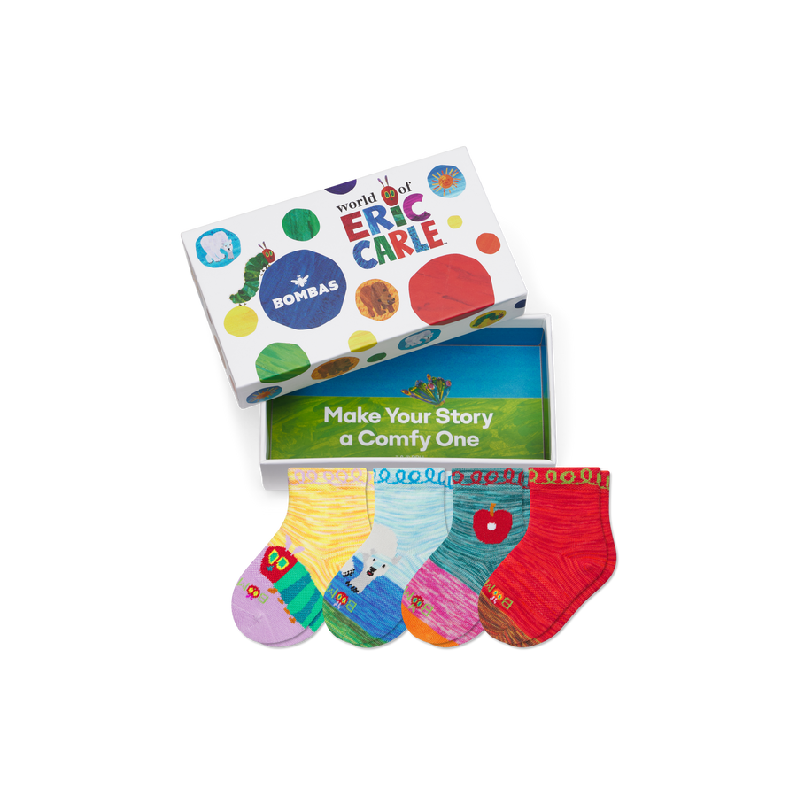 Toddler Eric Carle Lightweight Calf Sock 4-Pack Gift Box - Fresh Weekend Wrap