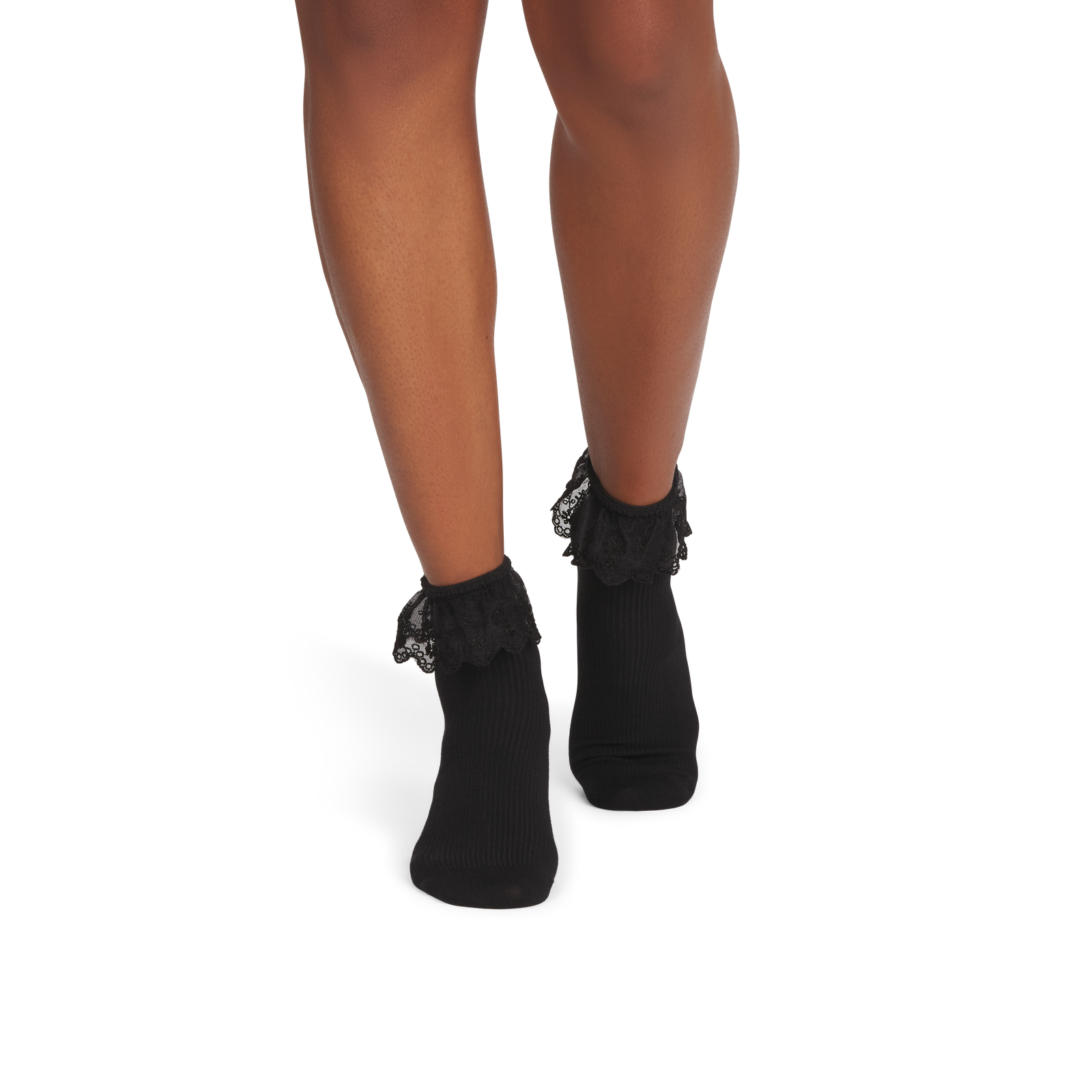 Ruffle Lace Quarter Socks - black WO1 [9966]