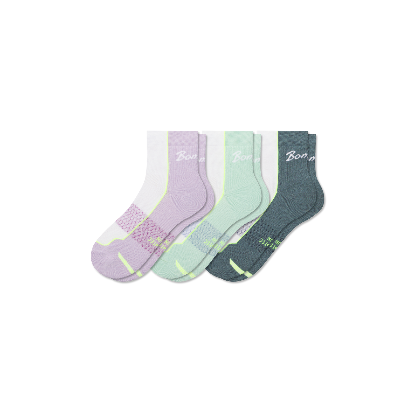 Women's Running Quarter Sock 3-Pack - Foam Green Mix L [9280]