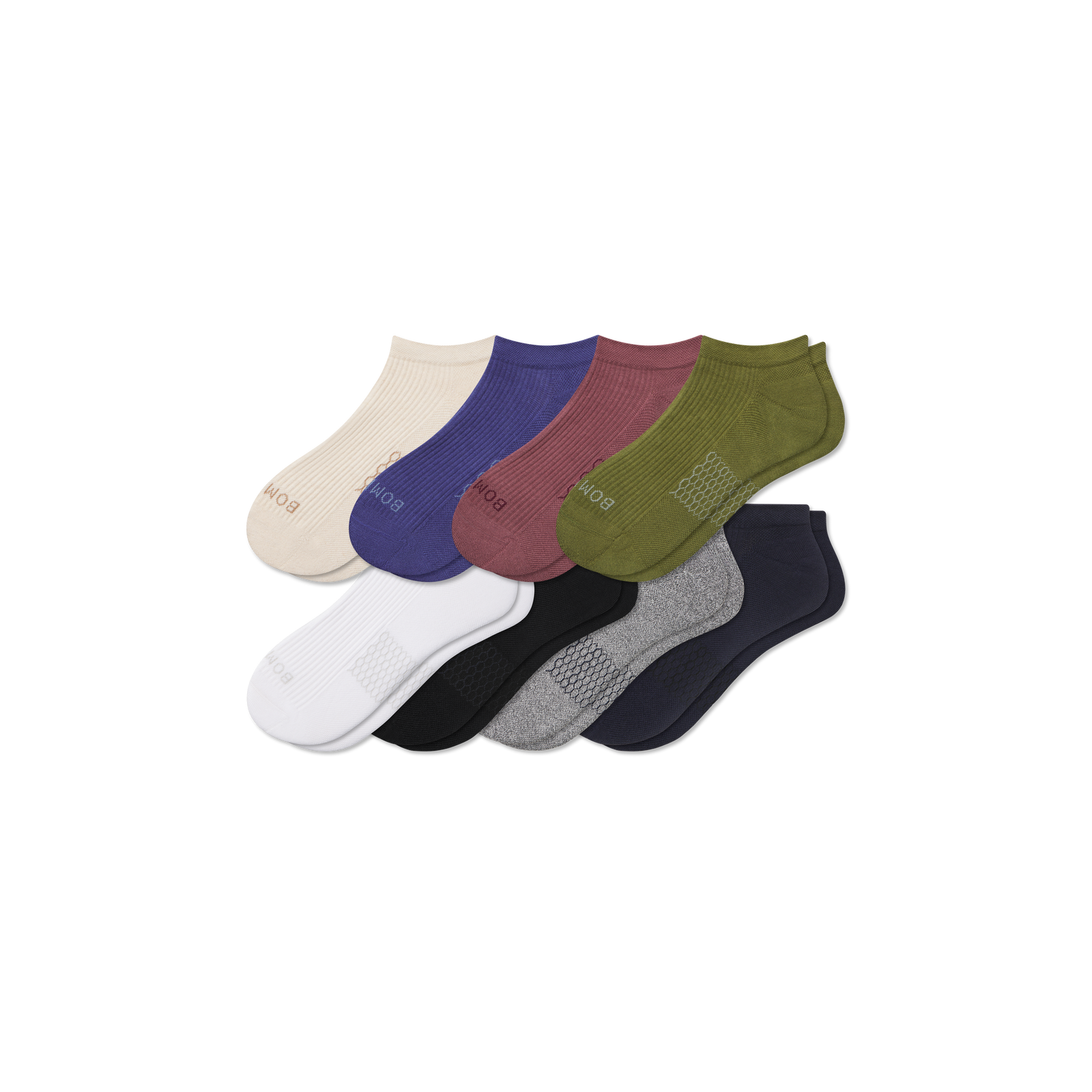 Men's Modern Rib Ankle Sock 8-Pack - berry indigo mix L