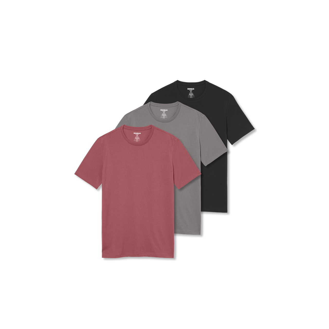 Men's Pima Cotton Slim Crew Neck T-Shirt 3-Pack - Black Boulder Berry Mix L