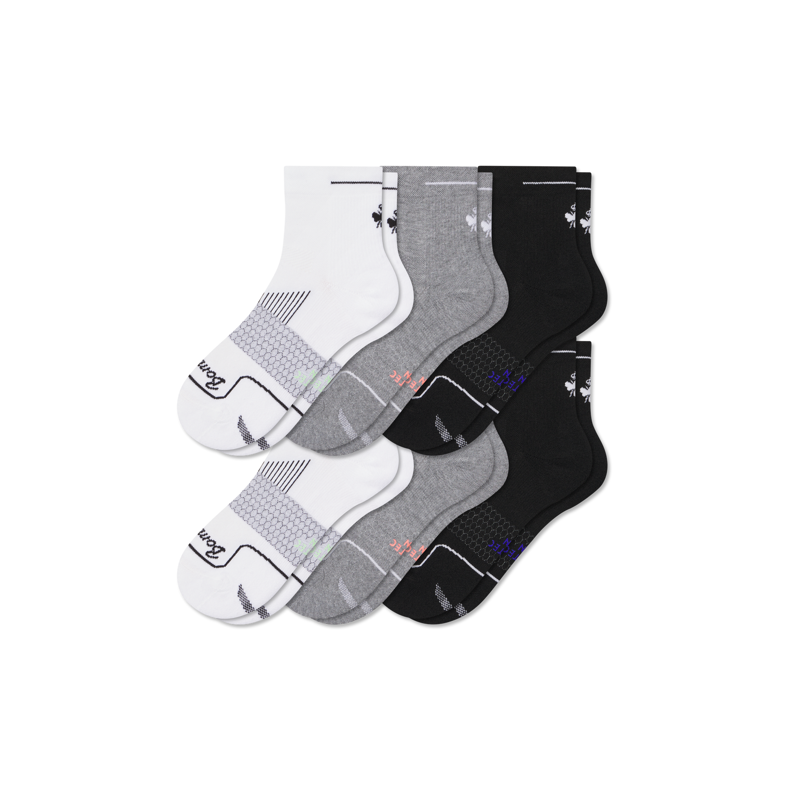 Men's Running Quarter Sock 6-Pack - Black Core Mix