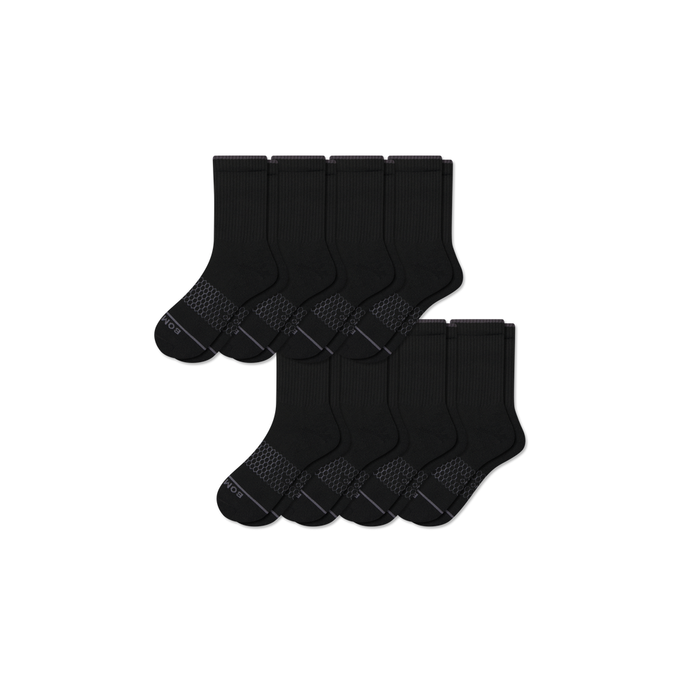 Merino Wool Blend Half Calf Sock 8-Pack - Black L