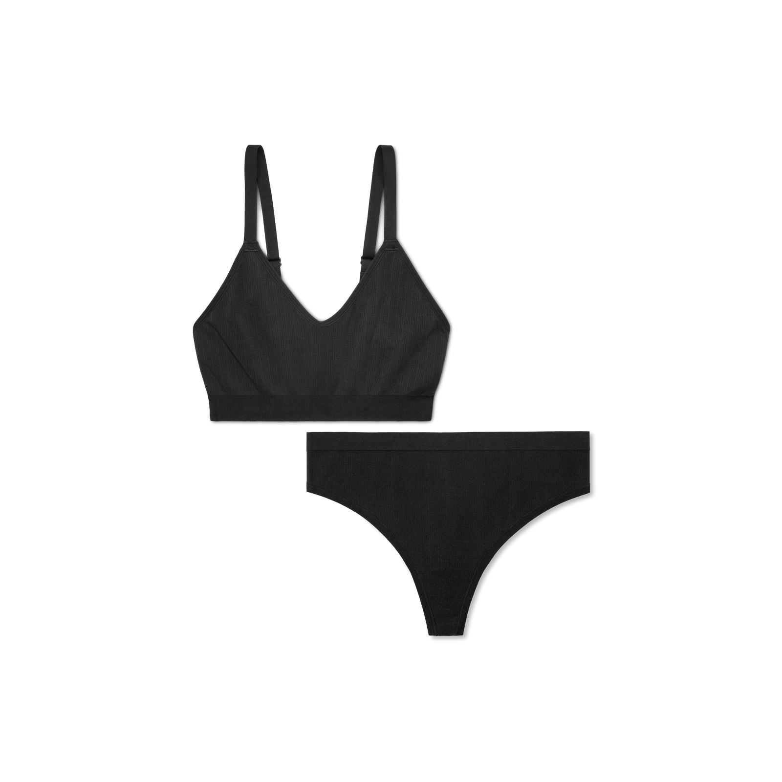 Women's Seamless Scoop Bralette + Thong - Black L