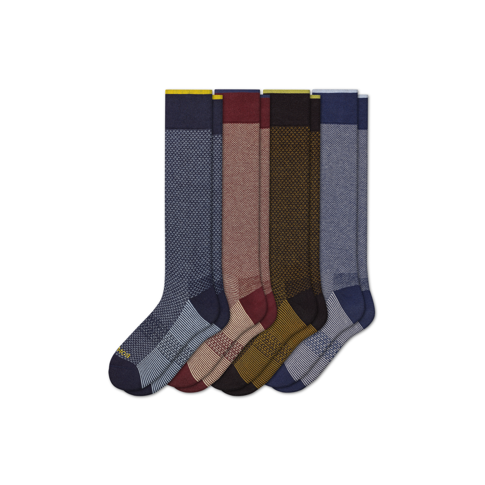 Men's Dress Knee High Sock 4-Pack - blue-black-red-mix - 7