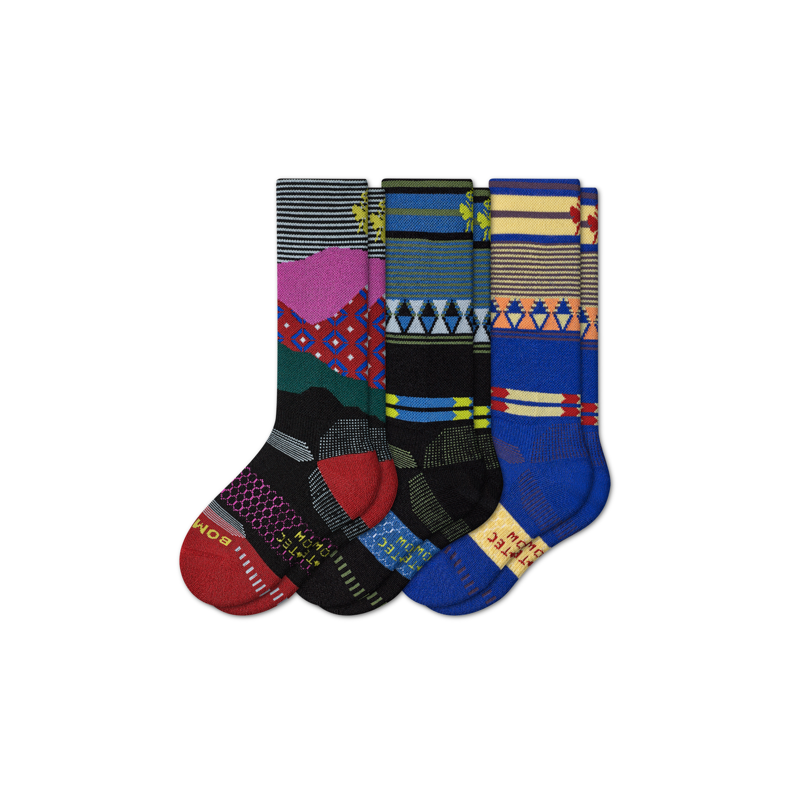 Youth Heavyweight Merino Wool Ski & Snowboard Sock 3-Pack - bluebird-red-mix - 1