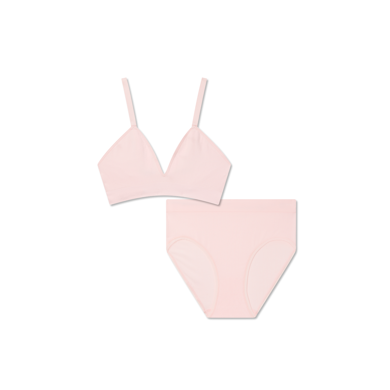 Women's Seamless Triangle Bralette + High Rise Brief Pack - Blush L