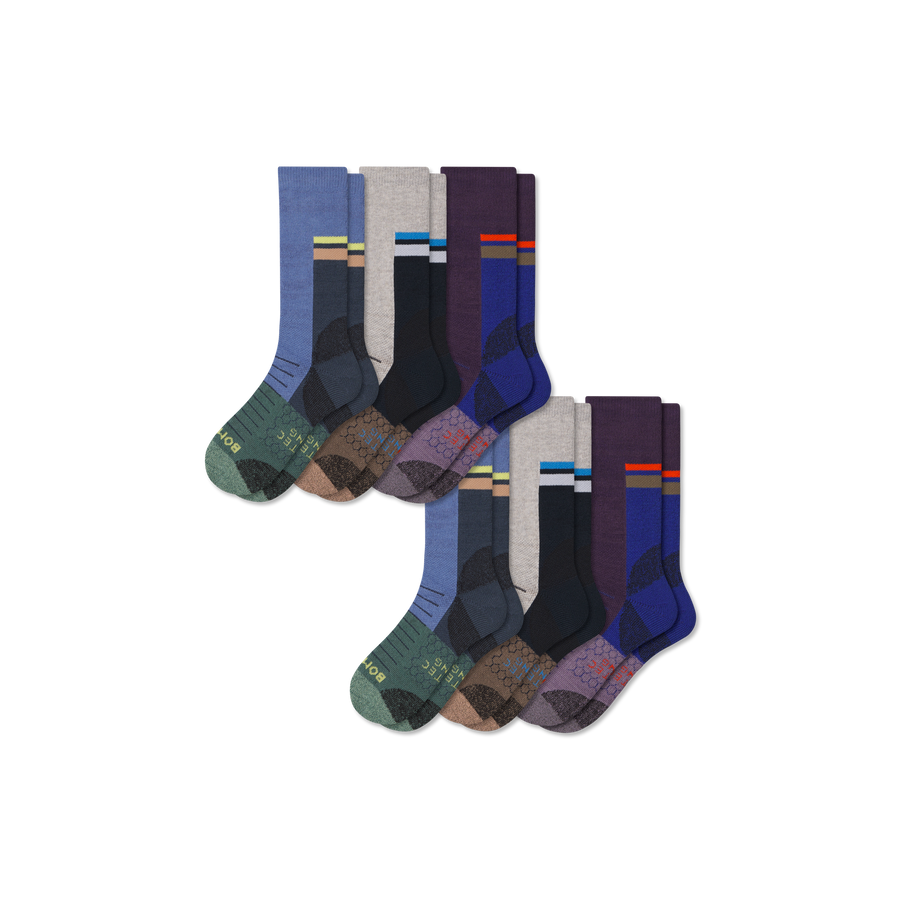Women's Hiking Calf Sock 6-Pack - Smooth Hike Pair