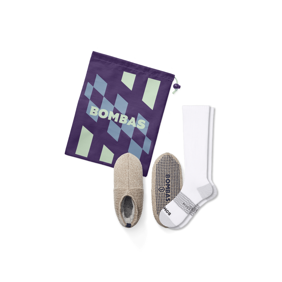 Women's Travel Compression Sock and Gripper Slipper 2-Pack - Recovery Fit