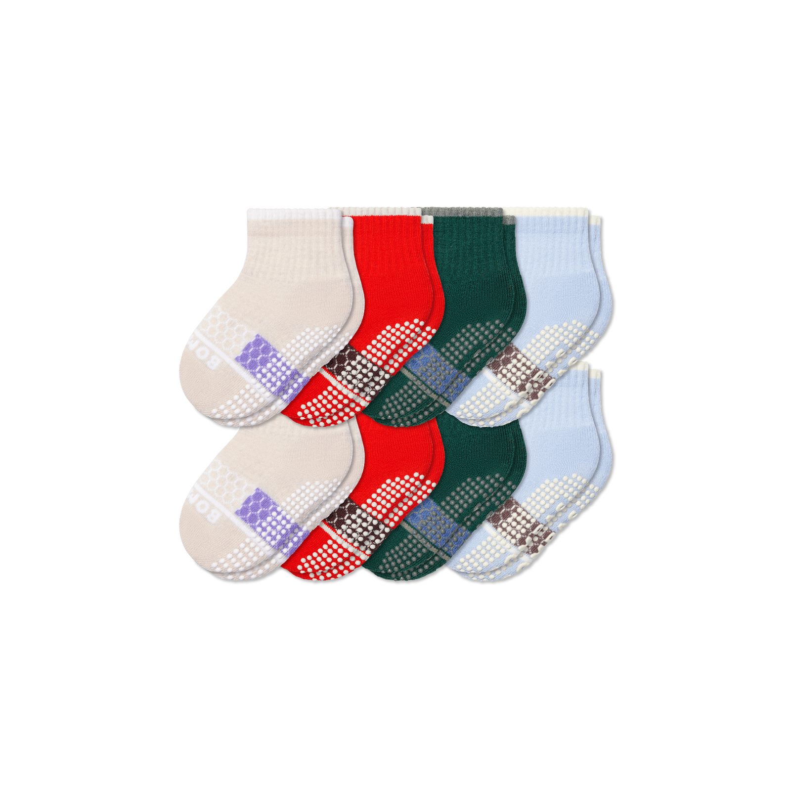 Toddler Merino Wool Blend Gripper Calf Sock 8-Pack - Cherry Forest L