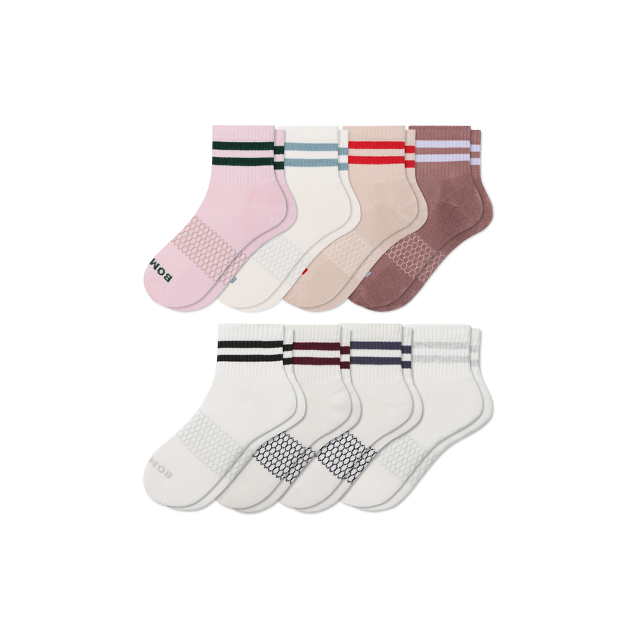 Women's Vintage Stripes Quarter Sock 8-Pack - Active No Show Wear