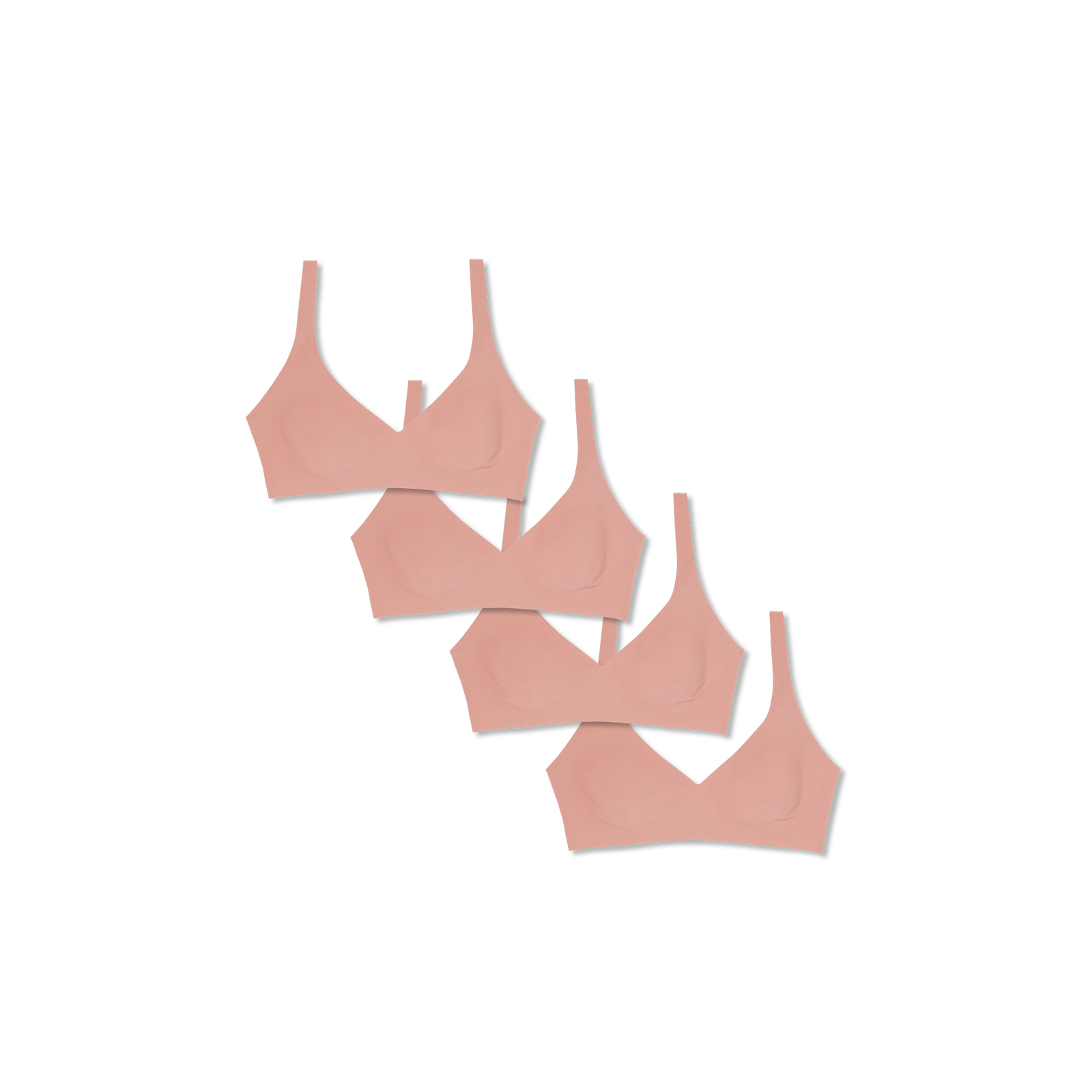 Womenâ€™s No Show Plunge Bralette 4-Pack - Coco Plum L