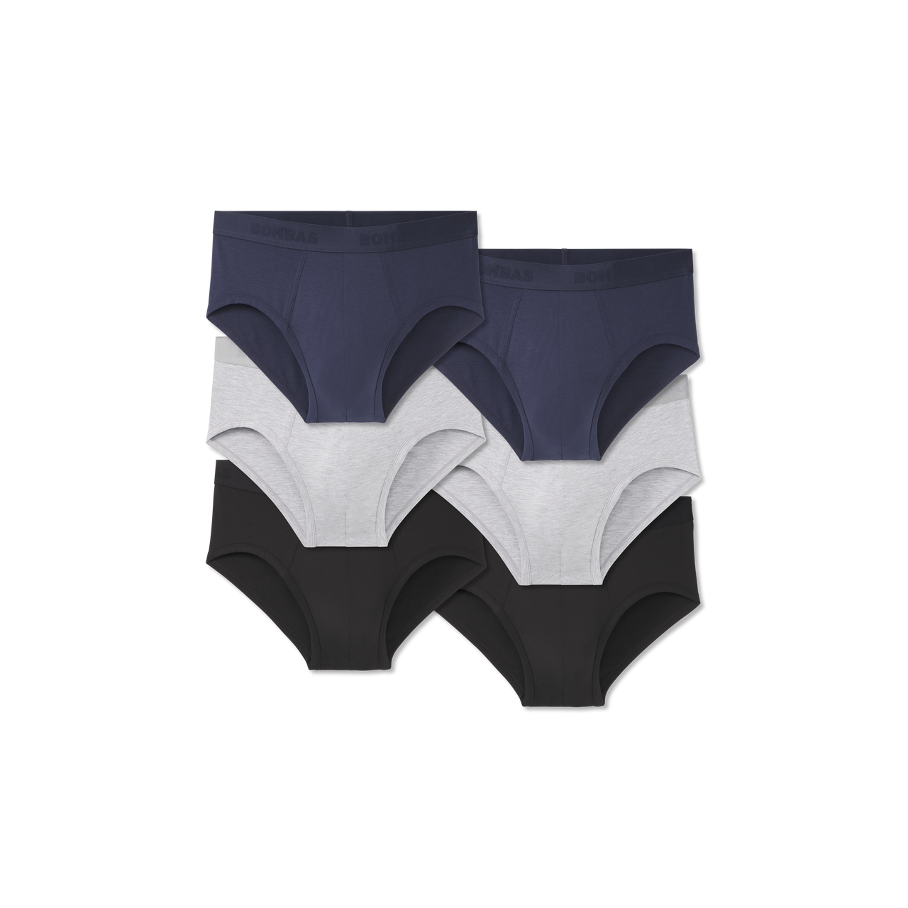 Men's Cotton Modal Blend Flyless Brief 6-Pack - Dark Black Grey Mix