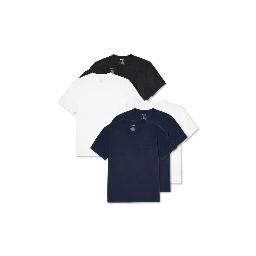 Men's Premium Weight Pocket Crew Neck T-Shirt 6-Pack - Cotton Studio Cut
