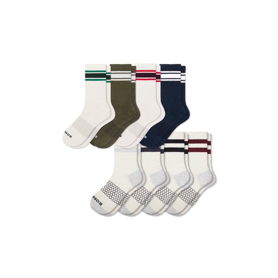 Men's Vintage Stripes Half Calf Sock 8-Pack - Modern Run Pair