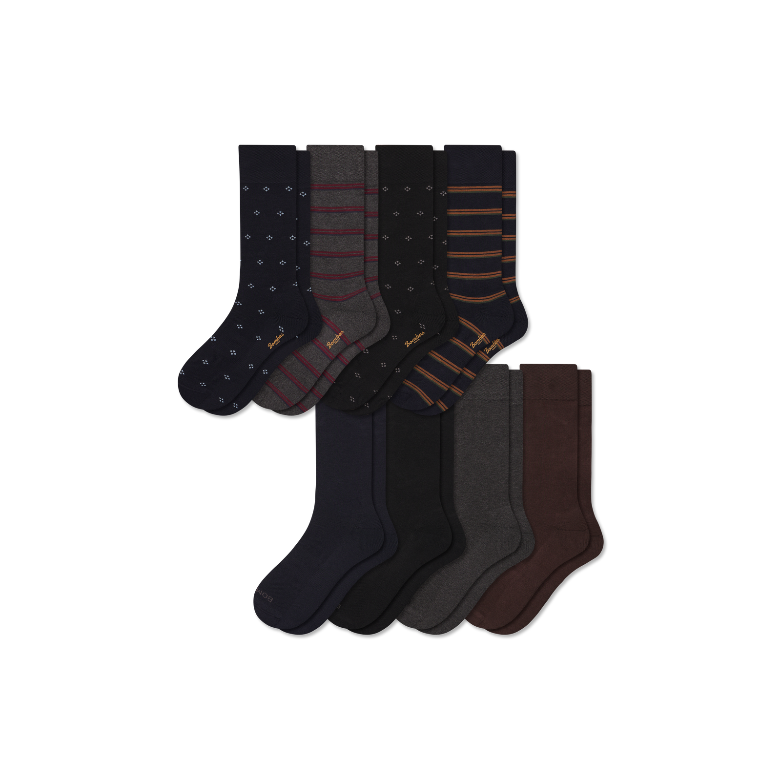 Men's Dress Calf Sock 8-Pack - Diamond Multi Mix L