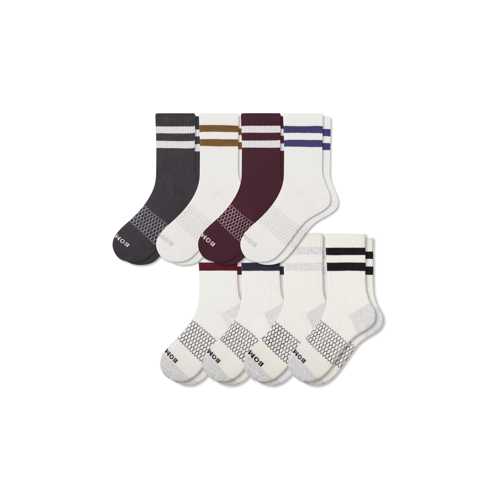 Women's Vintage Stripes Half Calf Sock 8-Pack - Dusty Steel Mix L