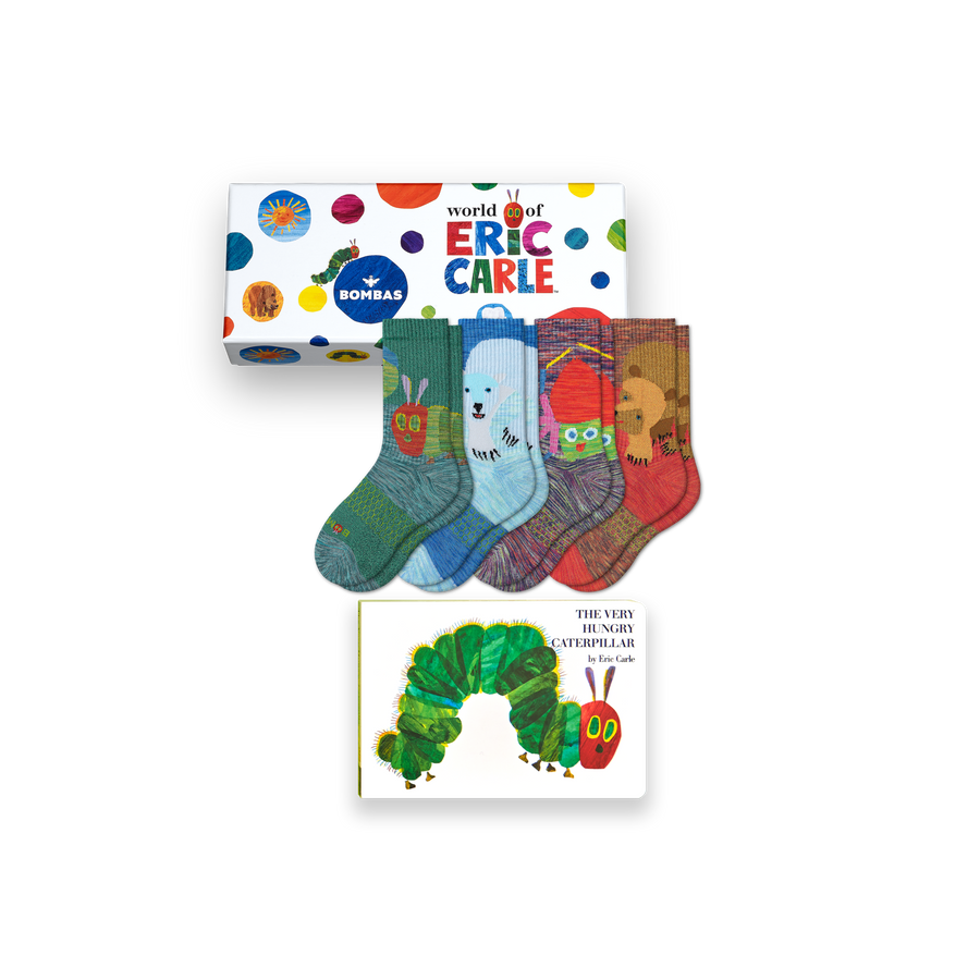 Youth Eric Carle Calf Sock 4-Pack Gift Box & Book - Play Day Ready