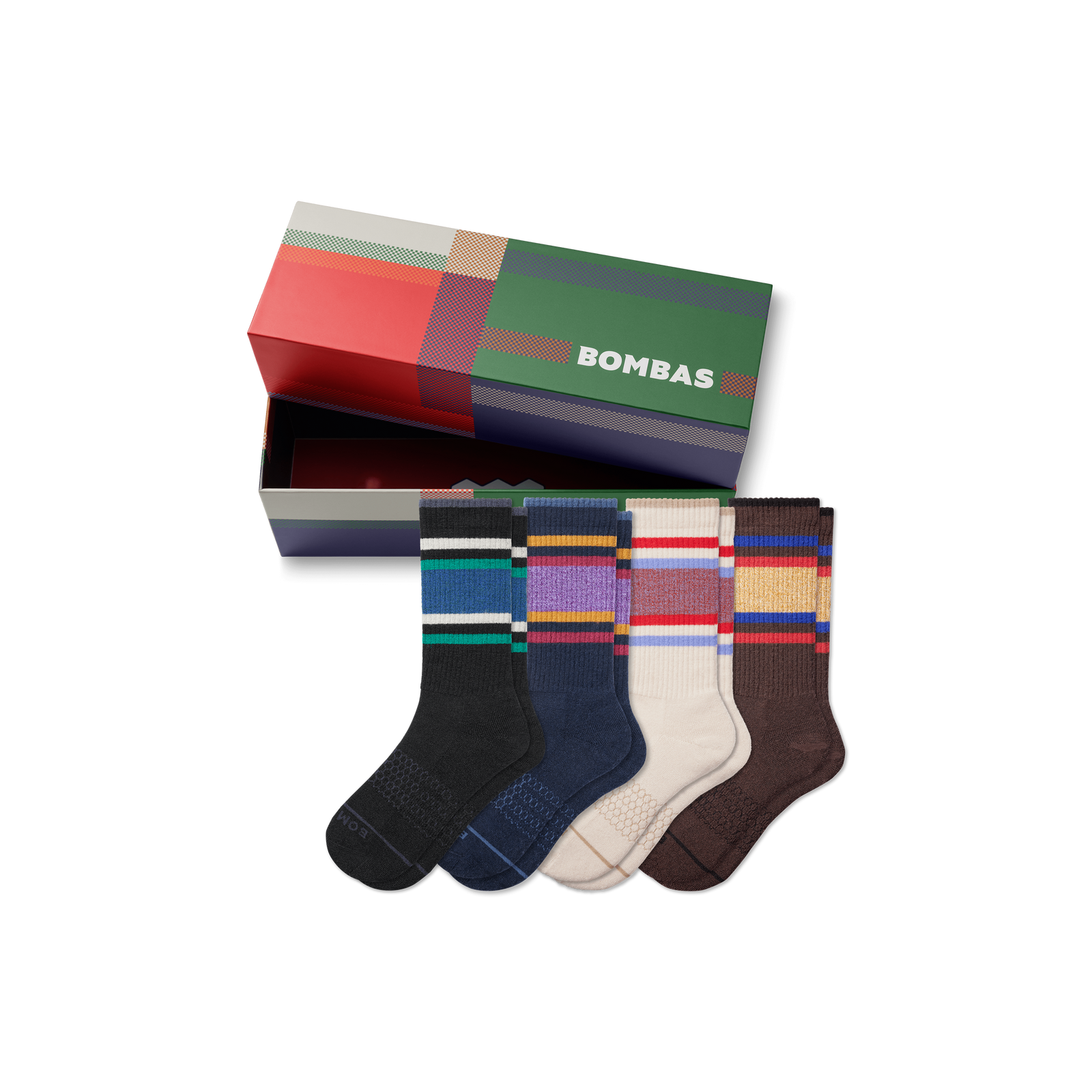 Men's Merino Wool Blend Calf Sock 4-Pack Gift Box Espresso Mix L 1