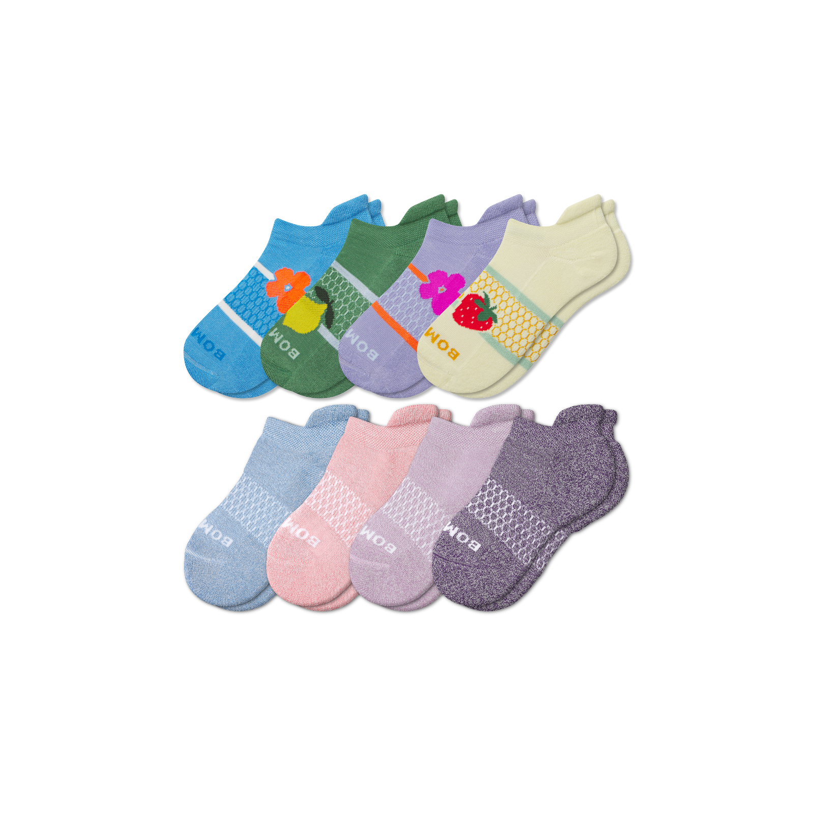 Youth Ankle Sock 8-Pack - fruity floral pink mix L