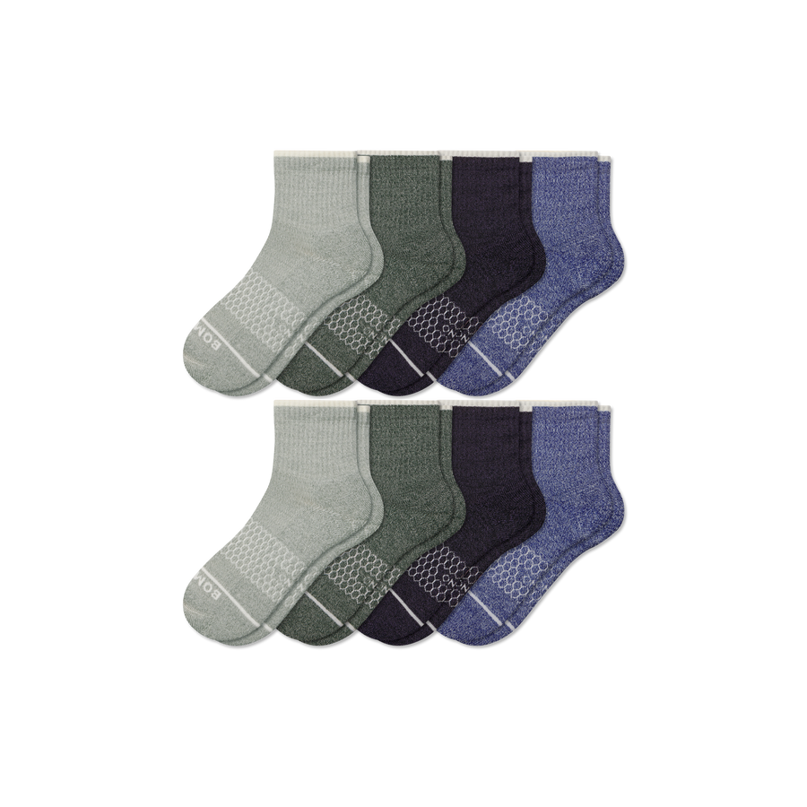 Men's Merino Wool Blend Quarter Sock 8-Pack - Soft Crew Rotation