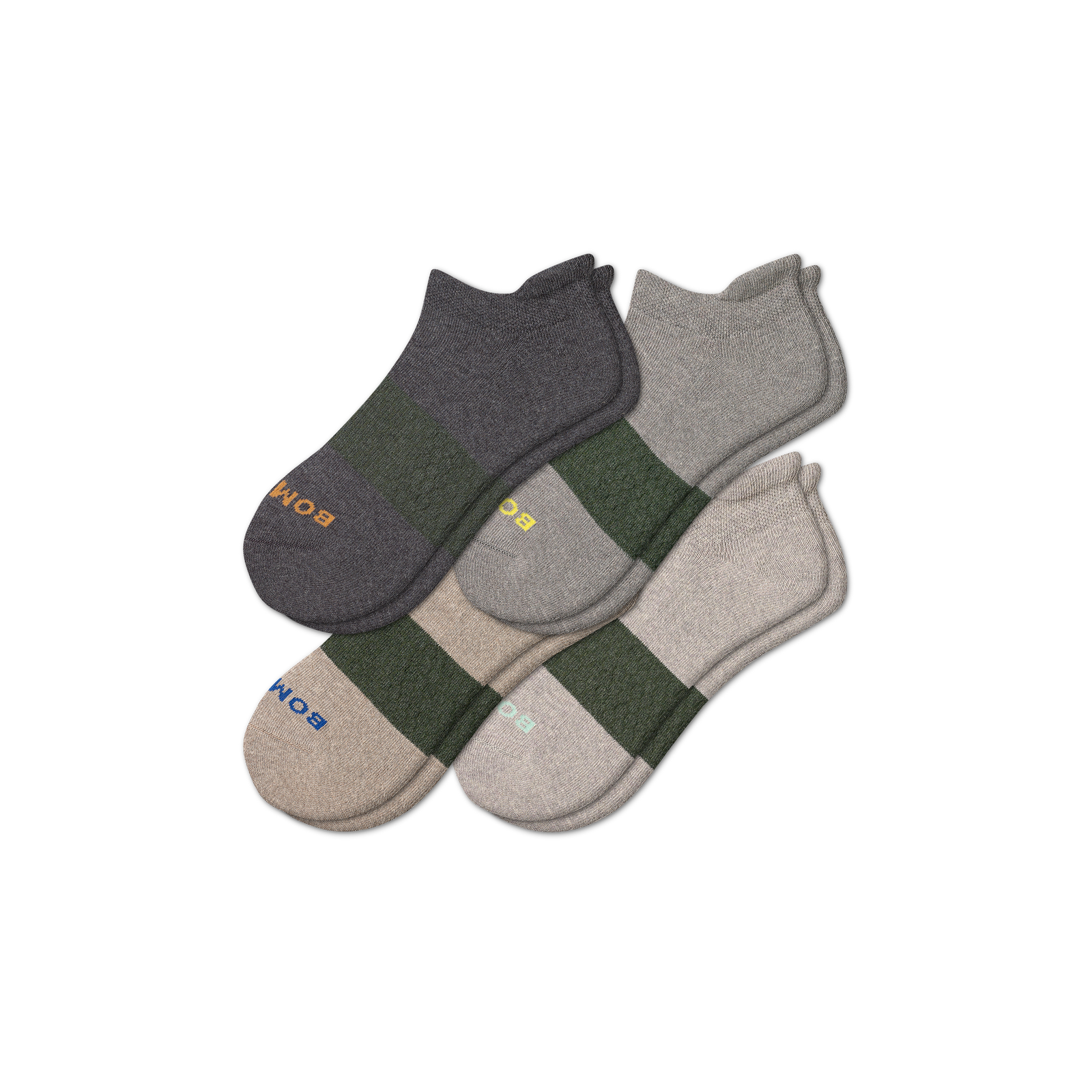 Men's Kind Knit Ankle Sock 4-Pack - grey-camel-mix - 1