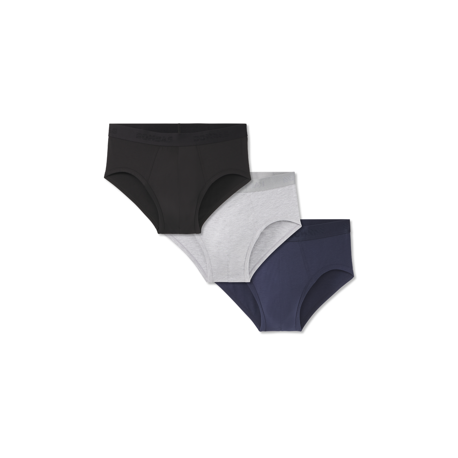 Men's Cotton Modal Blend Flyless Brief 3-Pack - Grey Navy Mix