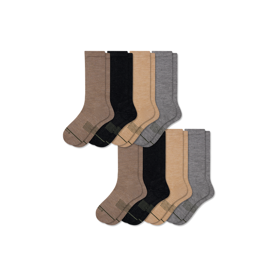 Men's Merino Wool Blend Modern Rib Calf Sock 8-Pack - Trail Hike Support