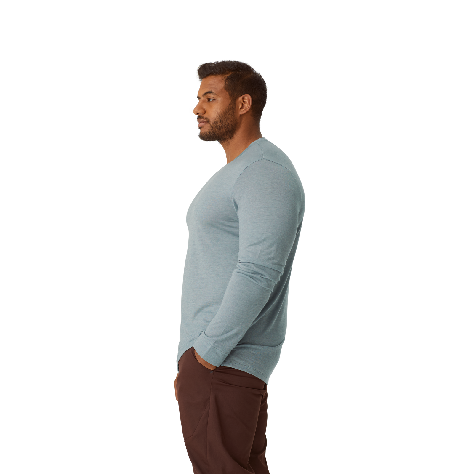 Men's Merino Wool Crew Neck Long Sleeve T-Shirt - haze - 13