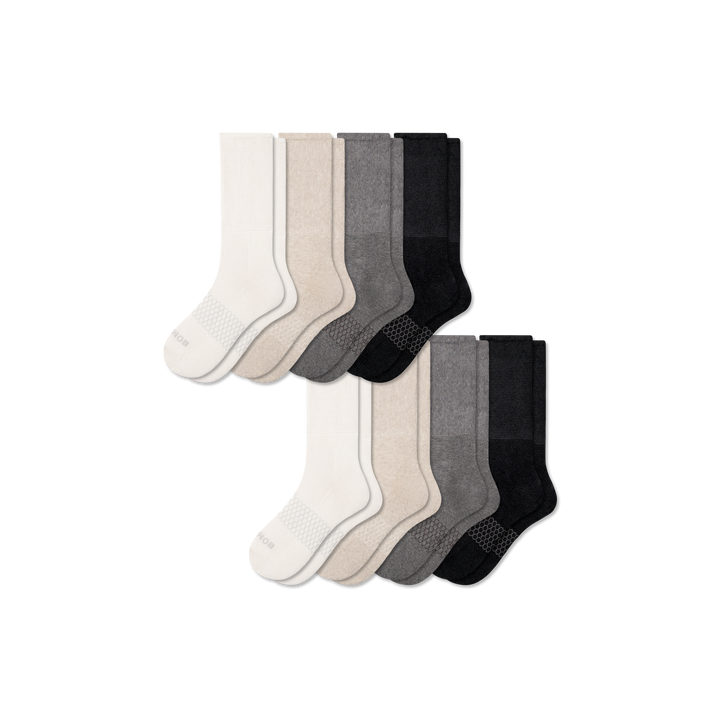 Men's Ultra Stretch Calf Sock 8-Pack - Heather Black Mix L