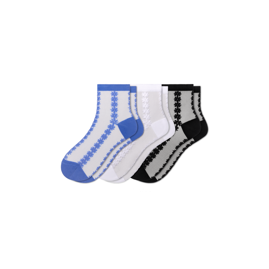 Women’s Sheer Quarter Sock 3-Pack - Comfort Studio Support