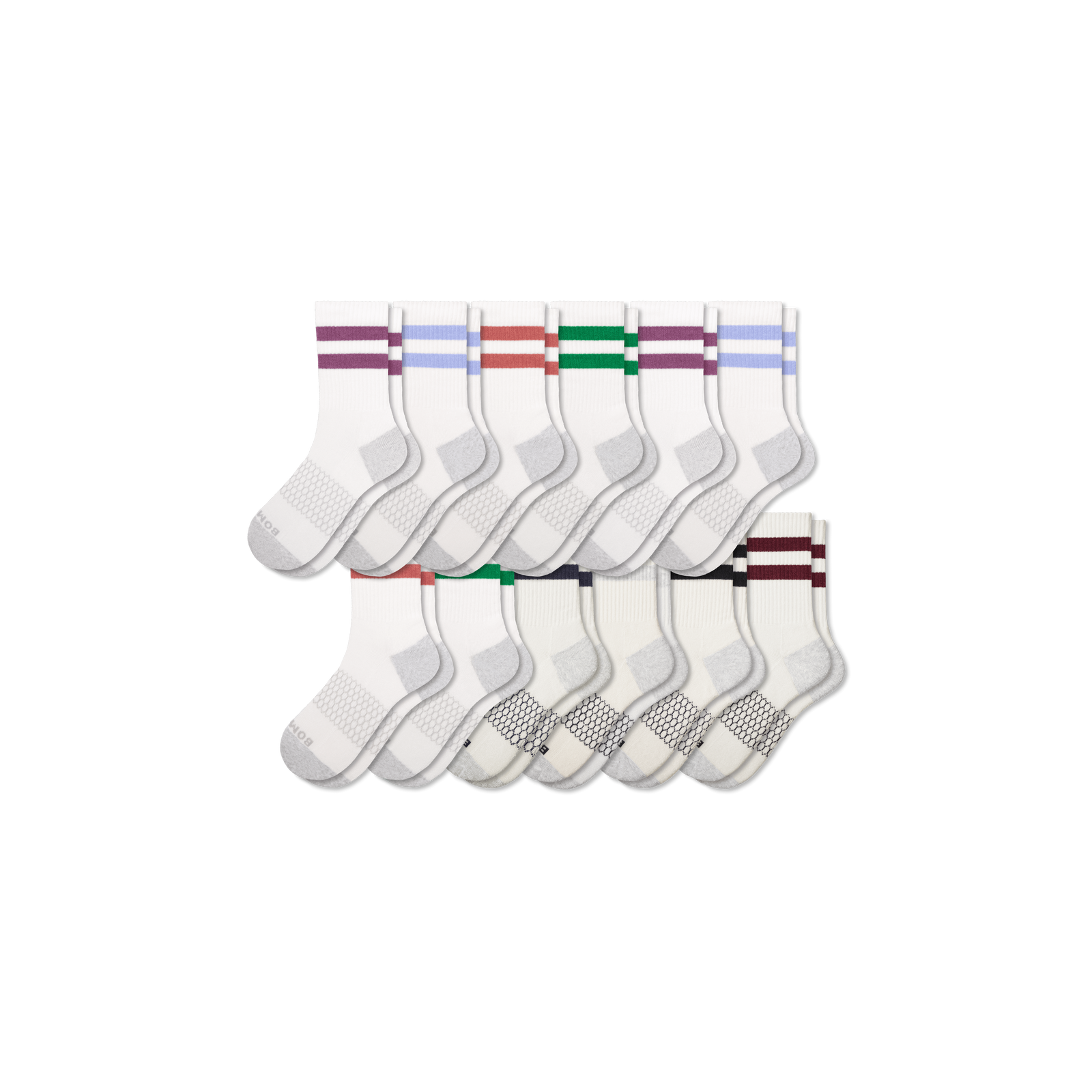 Vintage Stripes Half Calf Socks 12-Pack - Jungle Blue Mix L