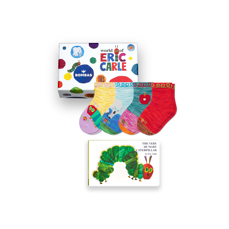 Toddler Eric Carle Lightweight Calf Sock 4-Pack Gift Box & Book - Family Stash Choice