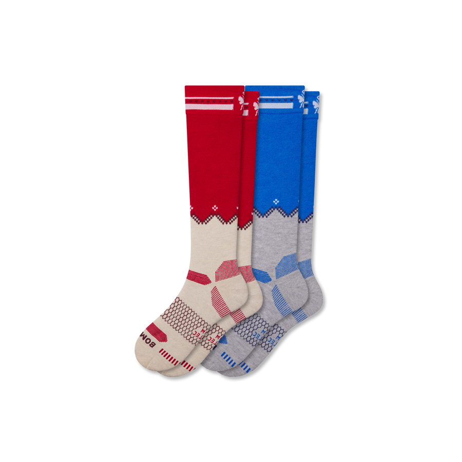 Men's Full-Cushion Merino Wool Blend Ski & Snowboard Sock 2-Pack - Modern Hike Step