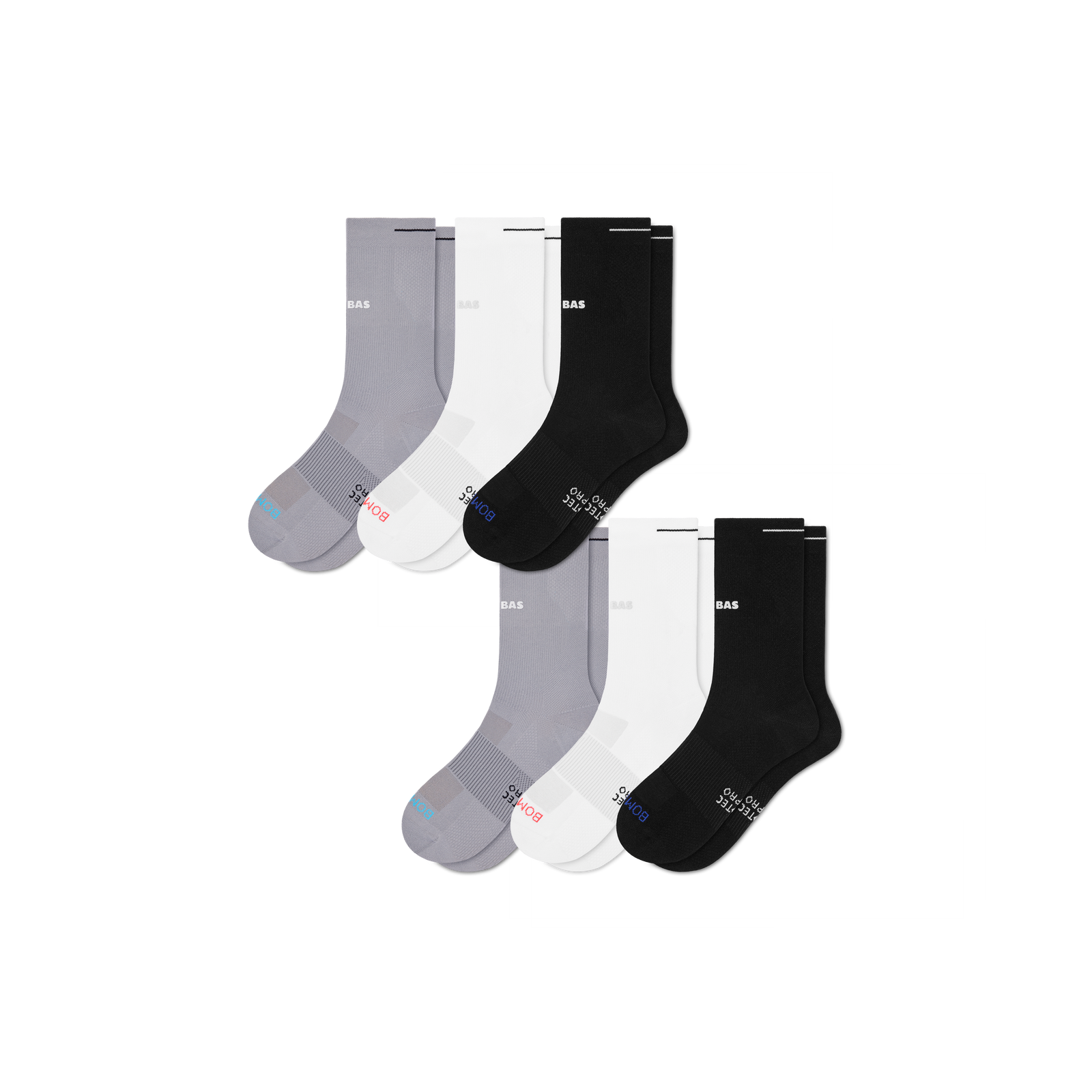 Men's RunPro Half Calf Sock 6-Pack - moonlight white mix L