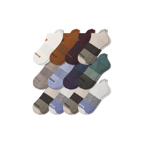 Men's Ankle Sock 12-Pack - Navy Green Mix L