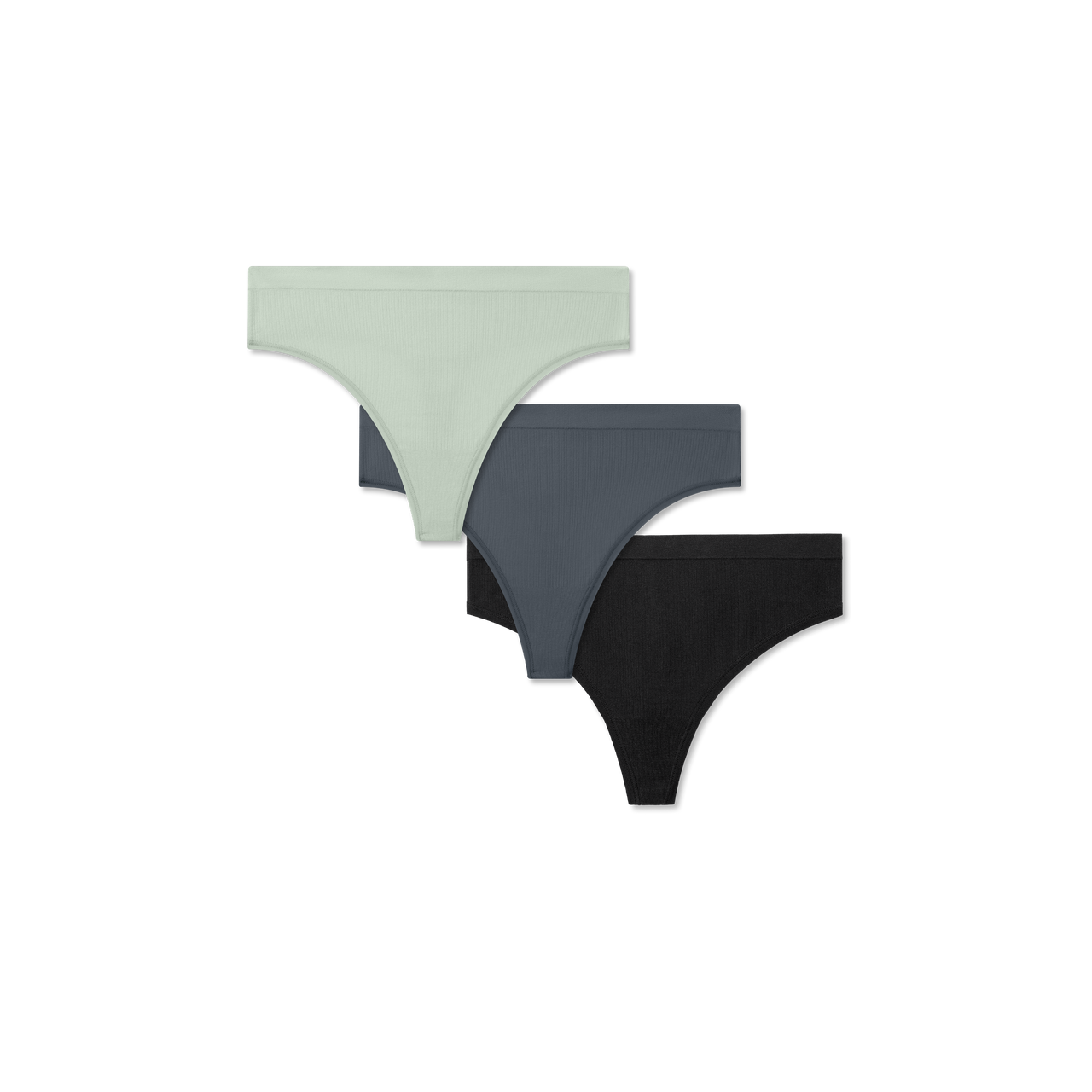 Women's Seamless Thong 3-Pack - Pebble Mint Black Mix L