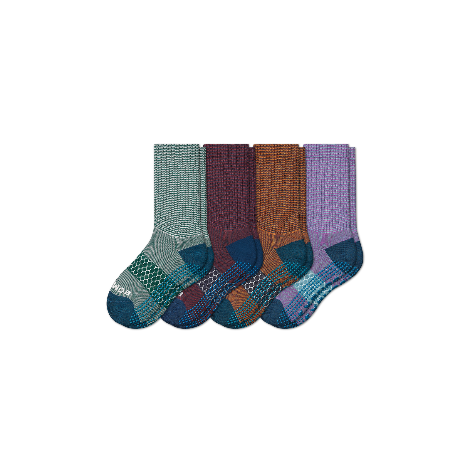 Youth Microstripe Gripper Calf Sock 4-Pack - pine-purple-mix - 1