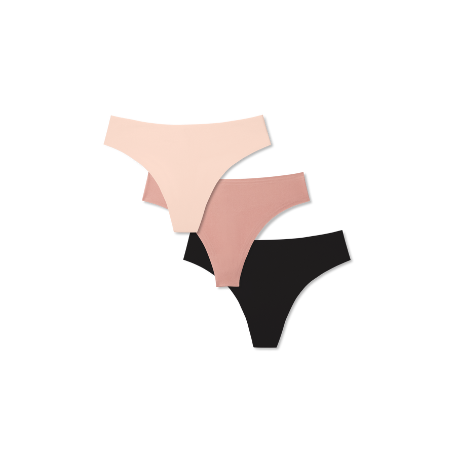 Women's No Show Thong 3-Pack - Smooth Stretch Support