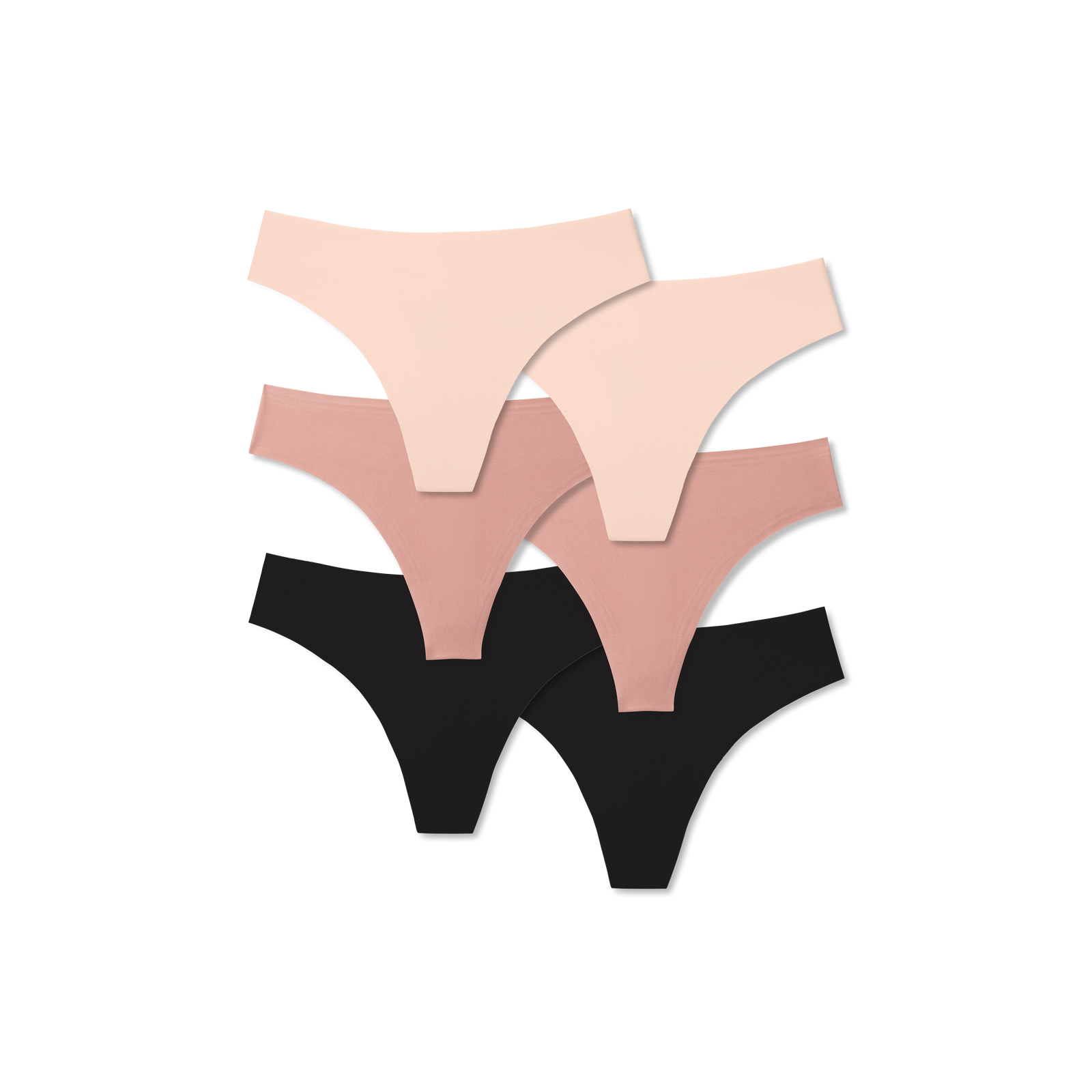 Women's No Show Thong 6-Pack - Pink Black Mix L