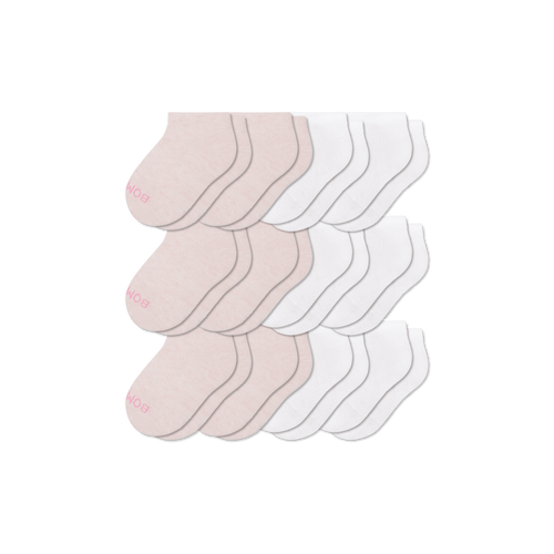 Junior Lightweight Ankle Sock 12-Pack - Pink